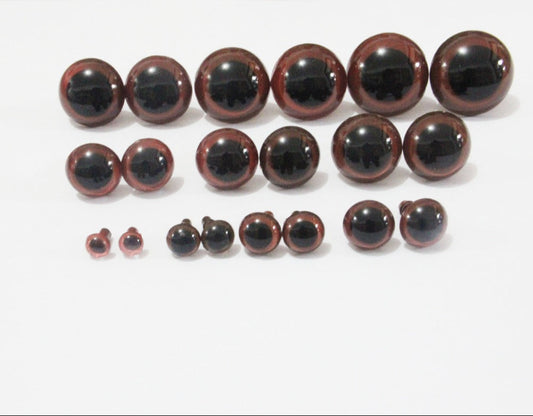 10Pairs Size 6mm-50mm Brown Safety Eyes with washer for amigurumi plush stuffed doll animal making - 17 sizes option