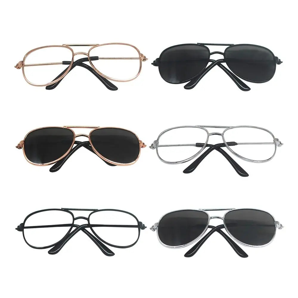1 PC 9cm Doll Plush Fashion Classic Metal Square Round Frame Glasses #DIY Doll Toy Animal Craft Making Supplies #BJD Blythe American Girls Doll