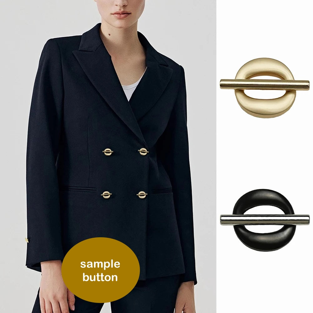 10PCs 20.5mm-25mm-32mm Metal Button Hollow Shank Oval Design in Black and Gold