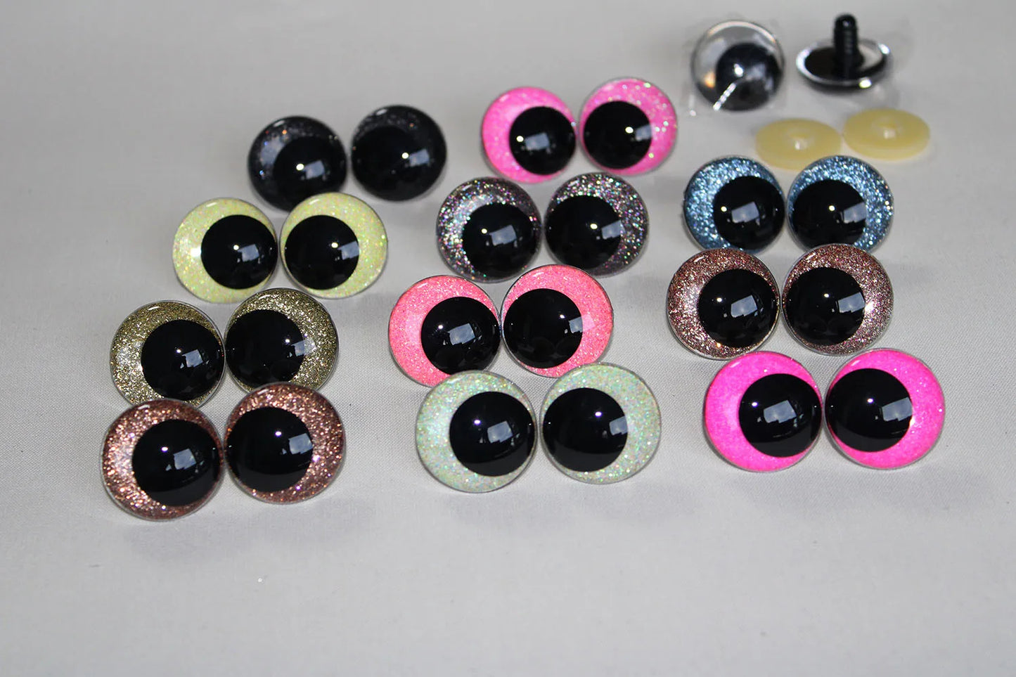 10Pairs Size 14mm 16mm 18mm 23mm 28mm Cartoon Round Glitter Funny Style Safety Eyes and washer #DIY doll animal plushies stuffed amigurumi making