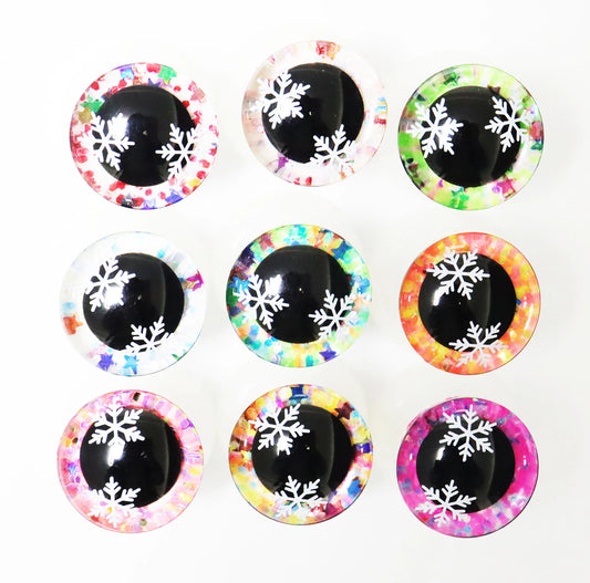 20PCs Size 9mm-35mm 9 Colours Glitter 3D Safety Eyes with Glitter Colour, Washer and Snowflake Style #DIY plush stuffed amigurumi doll toy making