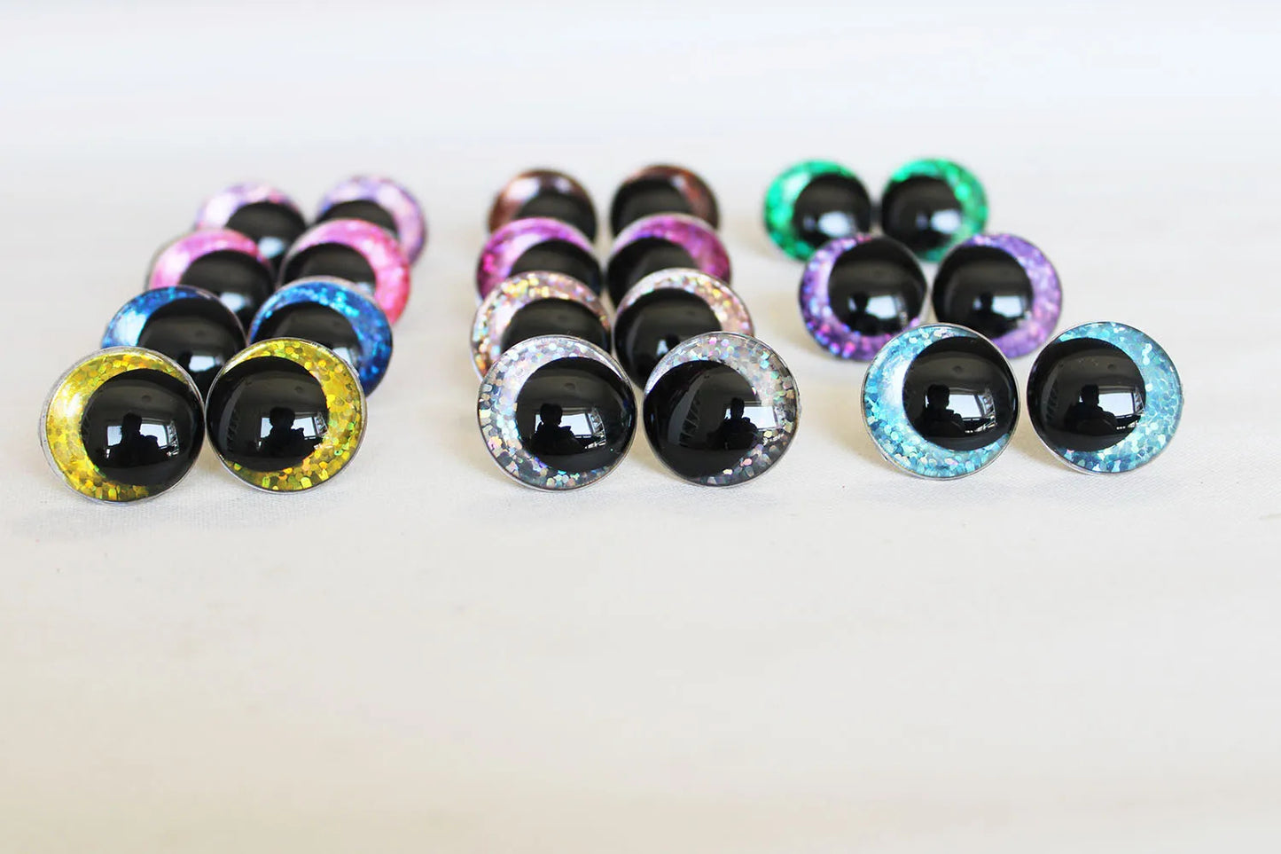 10Pairs Size 12/14/16/18/20/23/28mm Cartoon Round Safety Eyes with washer and glitter colours #DIY amigurumi plush making