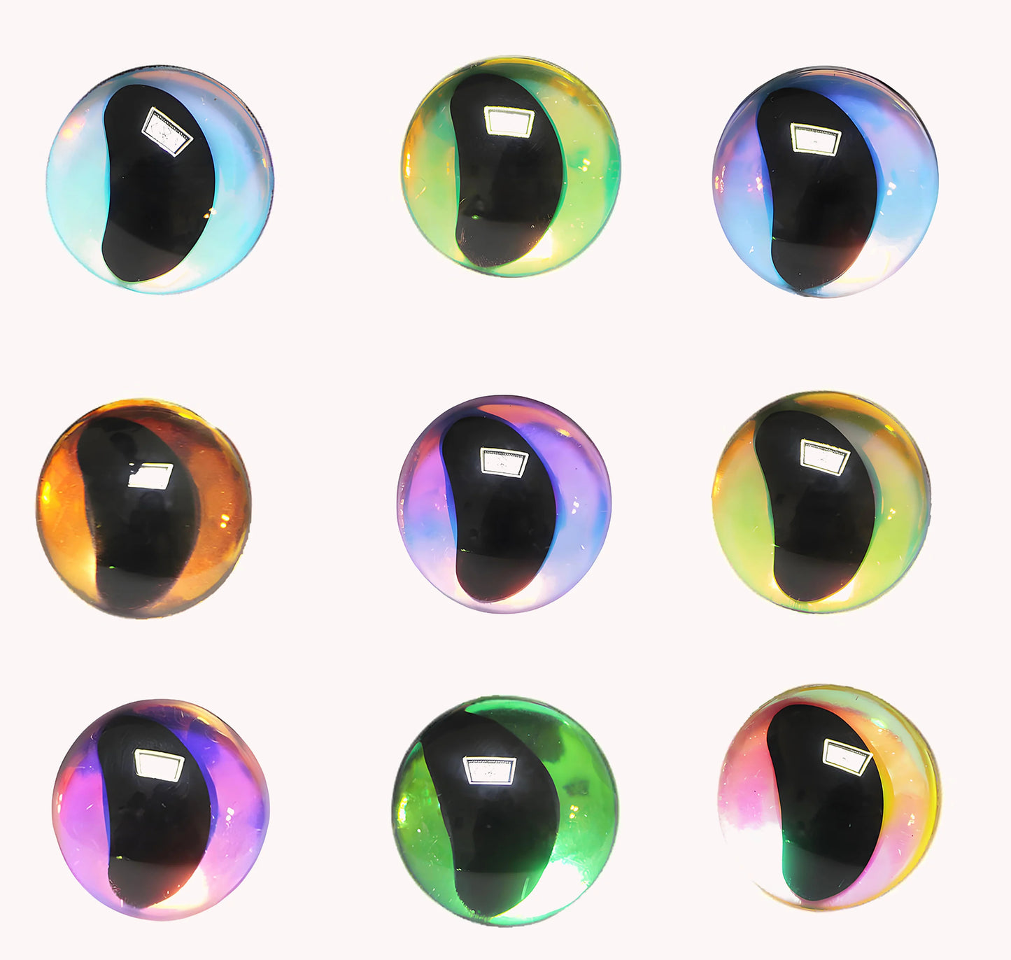 20PCs Size 16-18-20-25-30mm 3D Clear Safety Eyes with Black Pupil Funny Moon Eyes+Glitter Colour & Washer #DIY amigurumi plush stuffed doll toy making