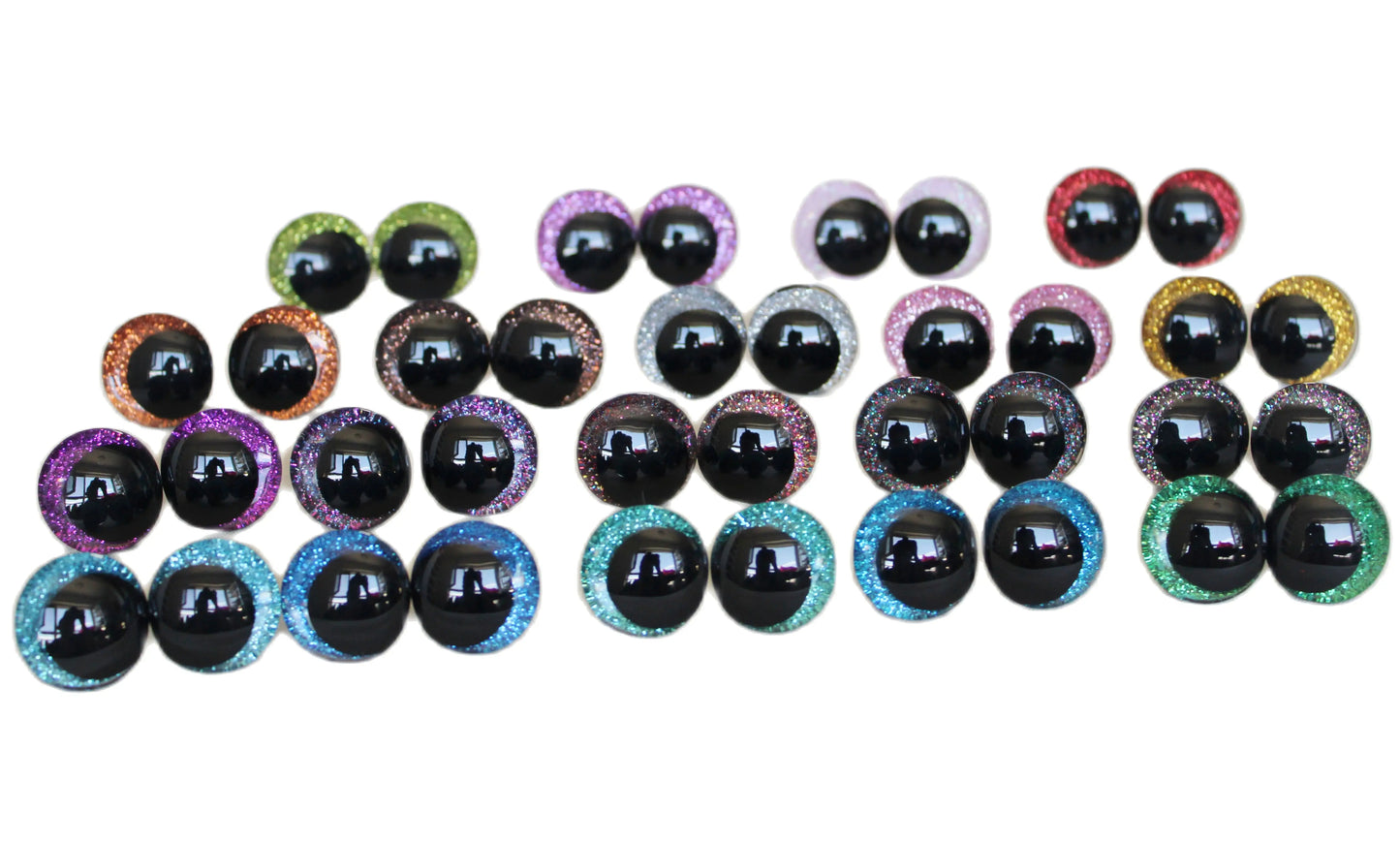 10Pairs Size 25mm 30mm 35mm 40mm Cartoon 3D Glitter Plush Funny Safety Eyes with washer and glitter colours #DIY Amigurumi Plush making