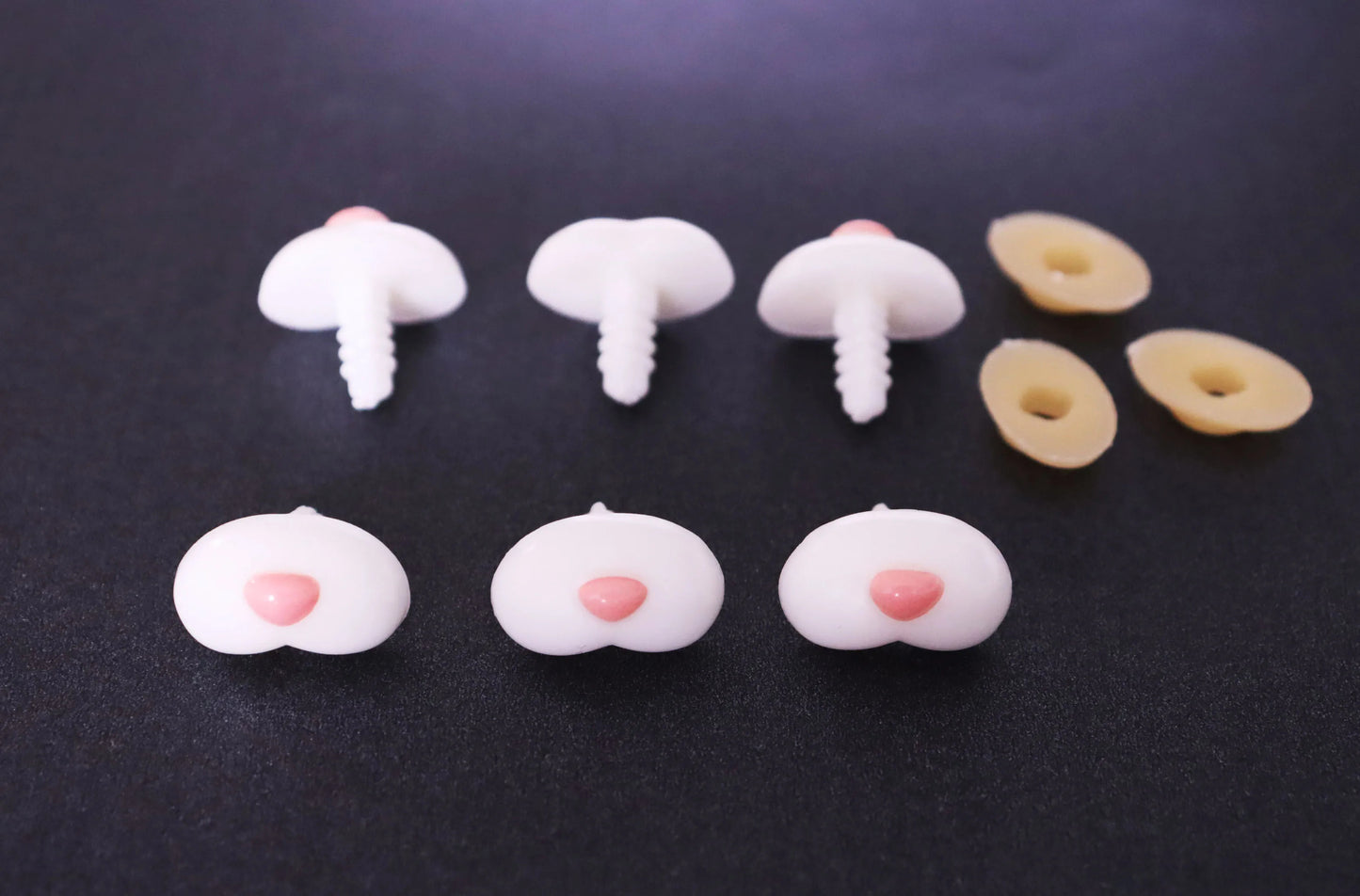 12x20mm / 14x24mm Bear Toy White Safety Noses with Tiny Pink Style for Plush Amigurumi Bear, 50PCs