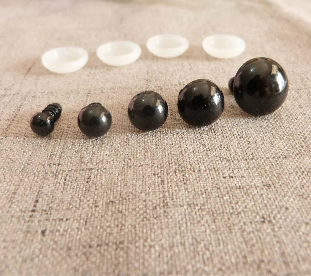 10Pairs Size 4mm 4.5mm-50mm Black Eyes, Safety Eyes with Washer Round Full Black Eyes #DIY doll plushies amigurumi stuffed animal making