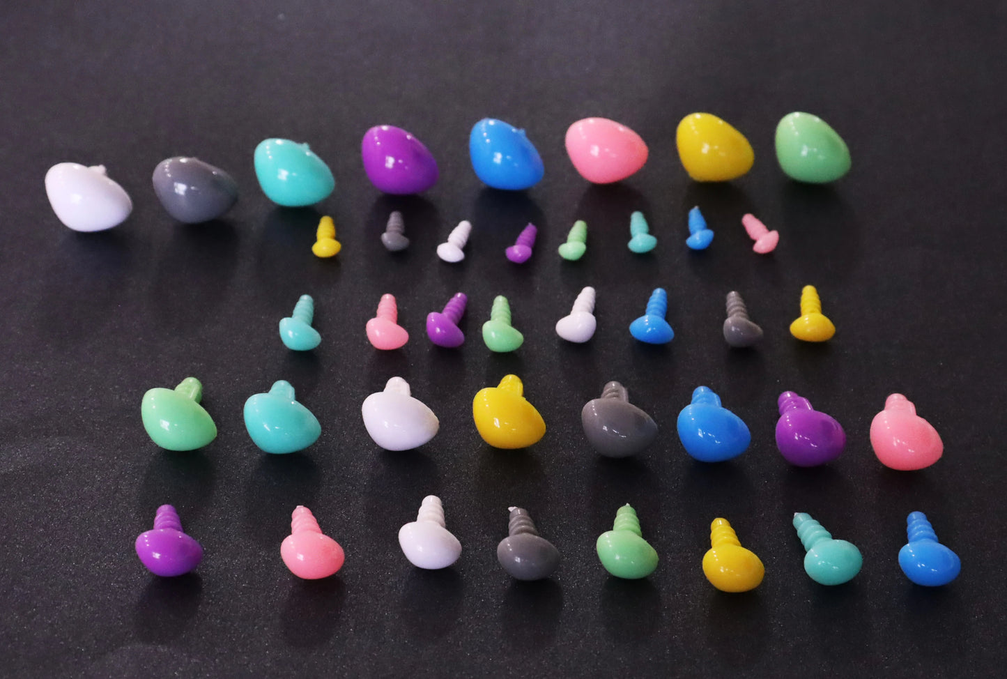 Assorted Sizes Colourful Triangle Safety Noses with Washers for DIY plus amigurumi, 80PCs