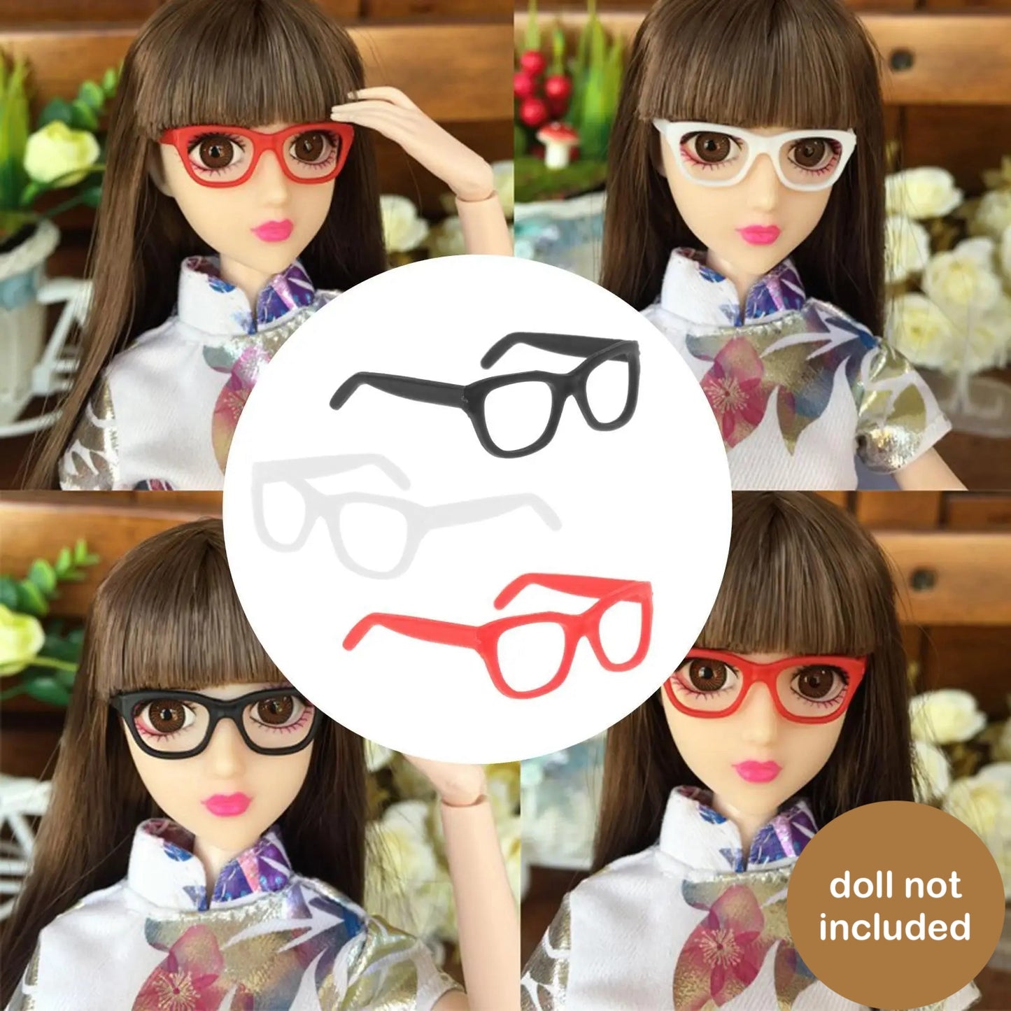 1PC 1/6 Miniature Doll Plastic Miniature Glasses in Red White Black Style