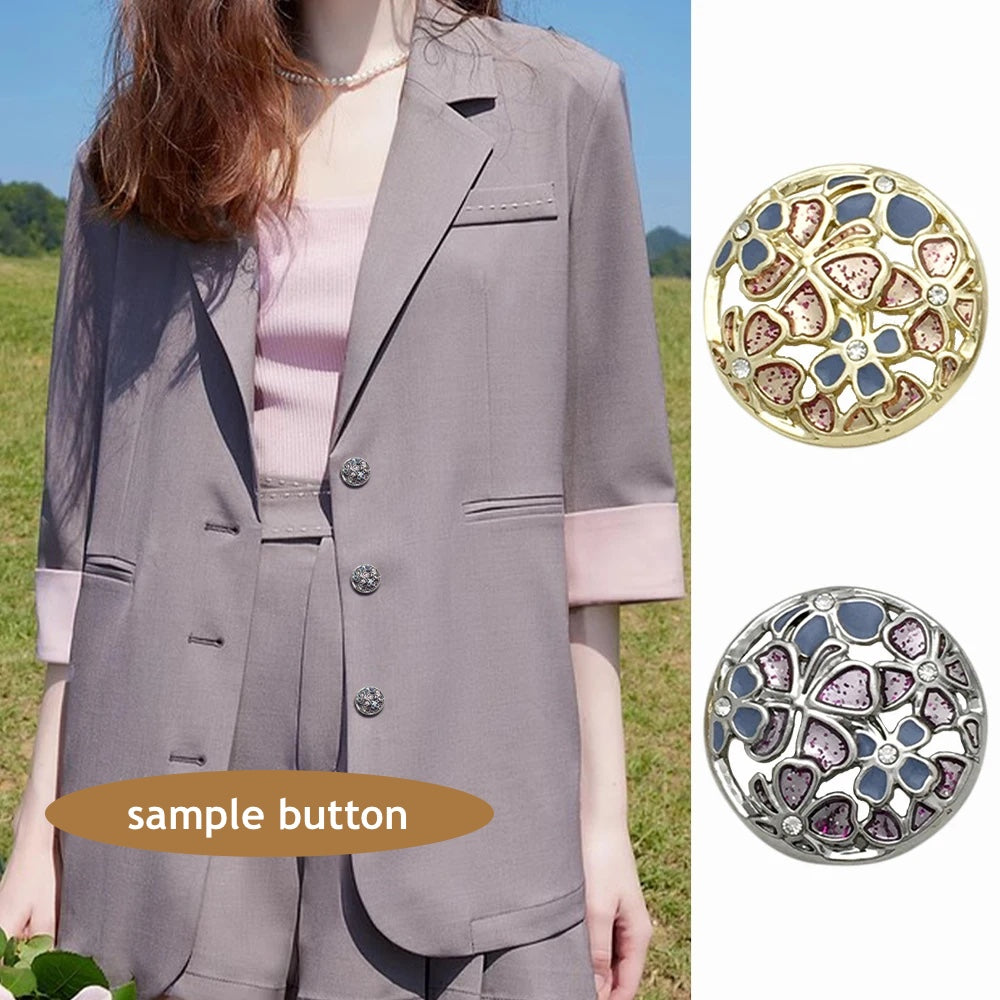 10PCs 17.5mm 22.5mm Round Metal Button Hollow Style 4 Petals Design 2 Colours option