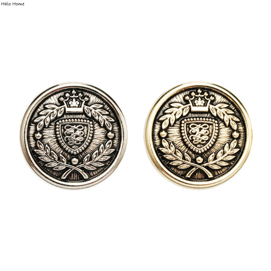 10PCs 15mm 18mm 20mm 23mm Vintage Round Metal Shank Button in Gold or Silver Style