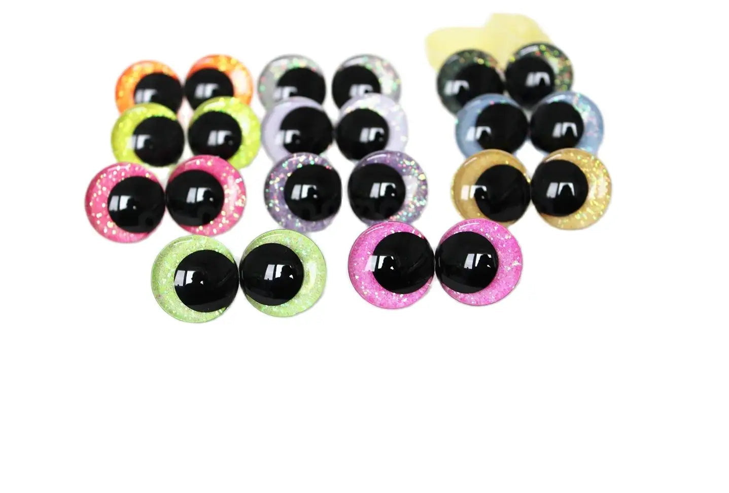 10Pairs Size 12-14-16-18-20-25-30-35-40mm Cartoon 3D Glitter Plush Amigurumi Funny Eyes Safety Eyes Black Pupil Eyes with Washer