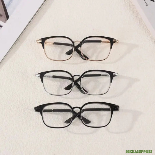 1 Piece 8.5cm Doll Fashion Square with Side Curve Metal Frame Eyeglasses in #DIY Plush Doll BJD Blyth American Girls Doll - 3 colours option