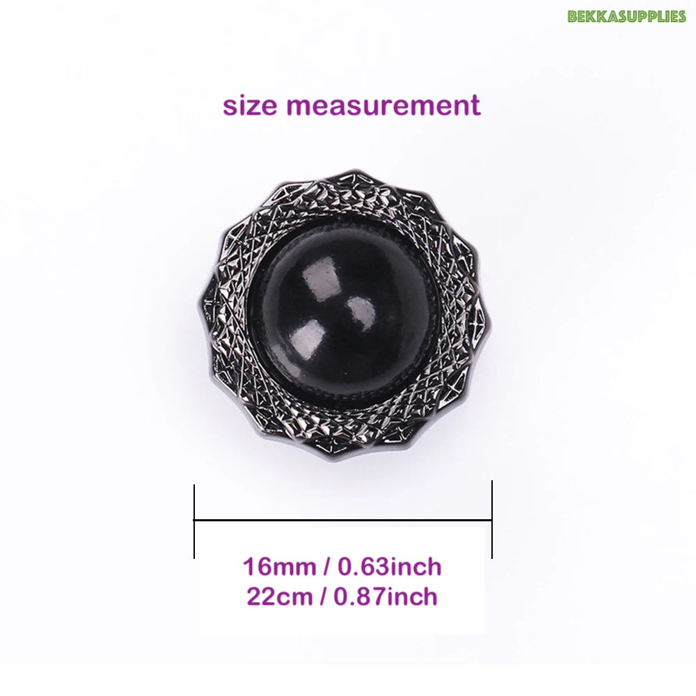 16mm 22mm Black Metal Button with Shank Style Round Black Metal Button