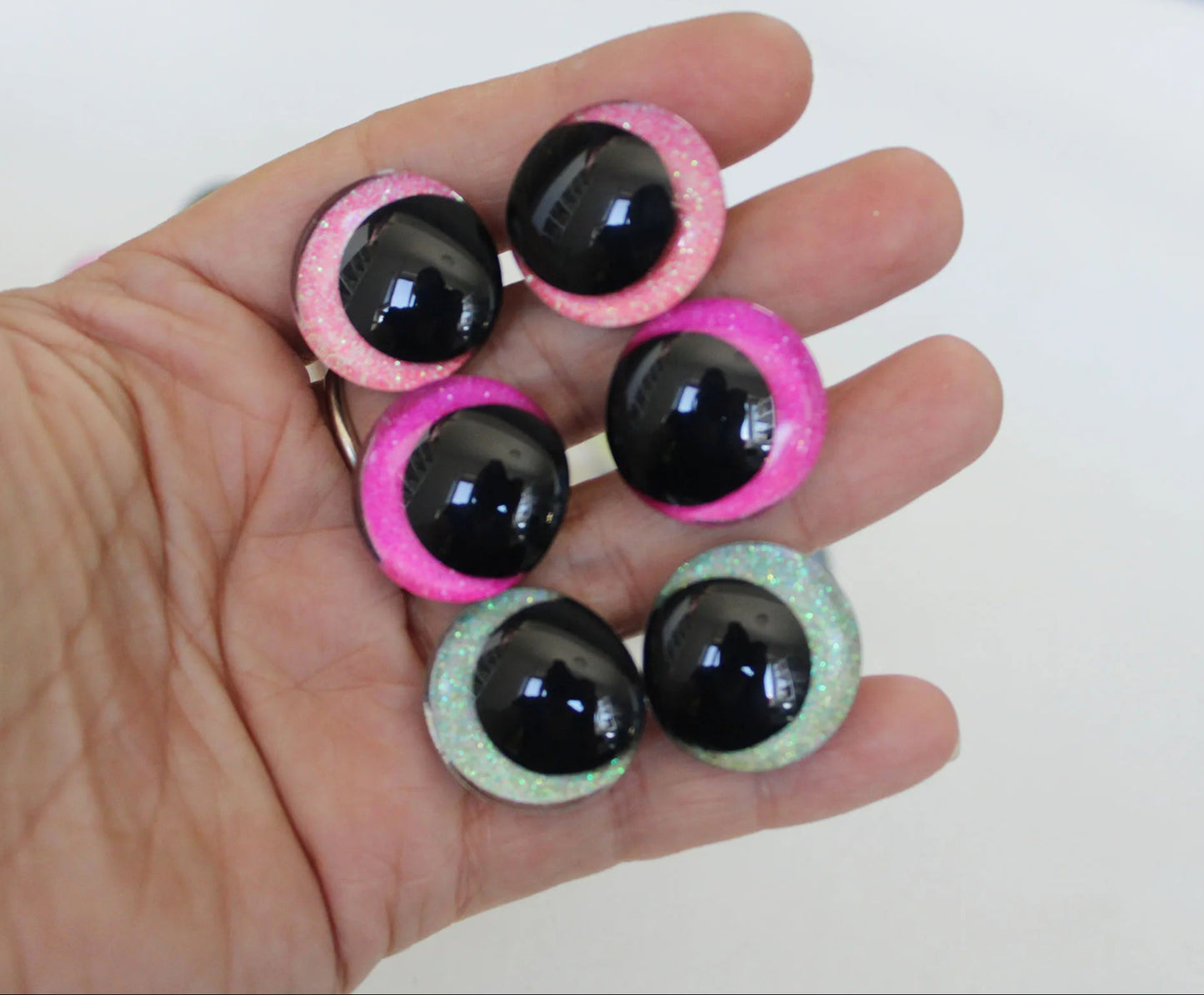 10Pairs Size 14mm 16mm 18mm 23mm 28mm Cartoon Round Glitter Funny Style Safety Eyes and washer #DIY doll animal plushies stuffed amigurumi making