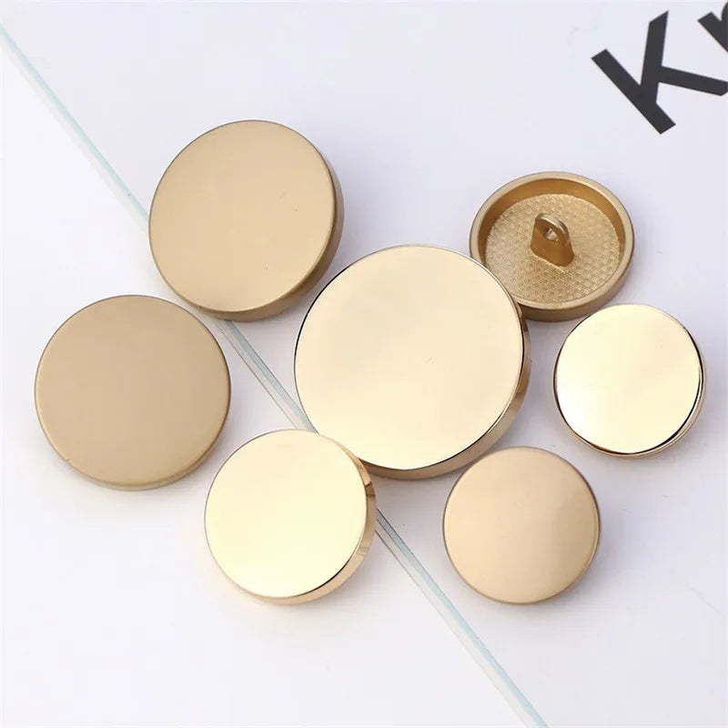 10PCs 10mm/15mm/20mm/25mm Round Metal Sewing Shank Button in Gold Silver Dark Grey Style