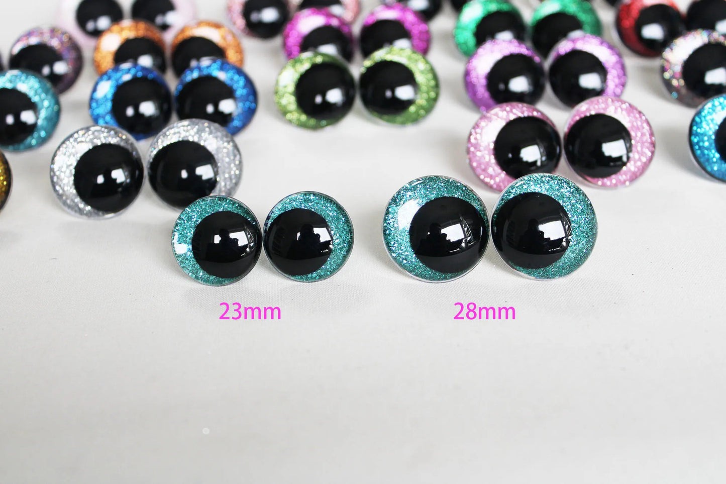 10Pairs Size 12mm-20mm Cartoon Round Glitter Plush Funny Toy Safety Eyes with glitter colour and washer #doll animal plush stuffed crochet amigurumi making