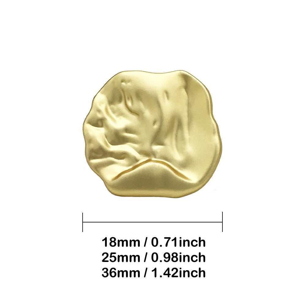 10PCs 18mm/25mm/36mm Metal Button in Irregular Curve Crinkly Style Shank Button