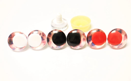 12mm-40mm Cartoon Style Safety Eyes with Black or White or Red Pupil and Glitter Colour with Washers for DIY amigurumi plush stuffed making