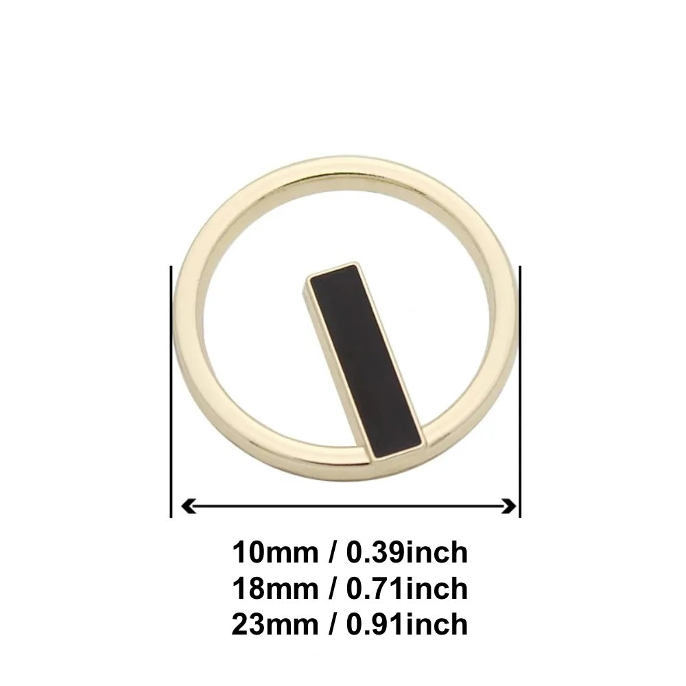 10PCs 10mm/18mm/23mm Hollow Fashion Gold Black Round Metal Shank Style Button