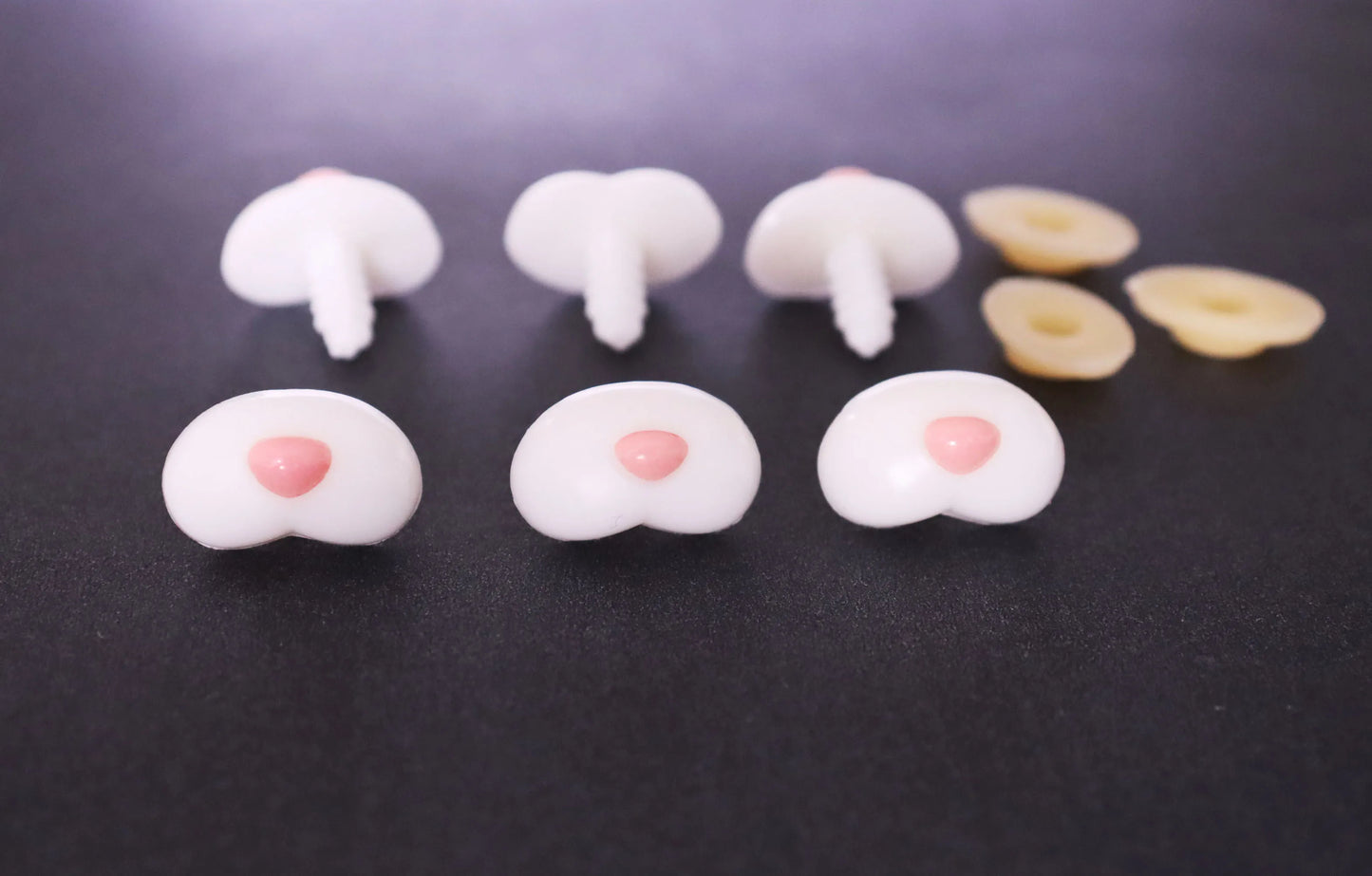 12x20mm / 14x24mm Bear Toy White Safety Noses with Tiny Pink Style for Plush Amigurumi Bear, 50PCs