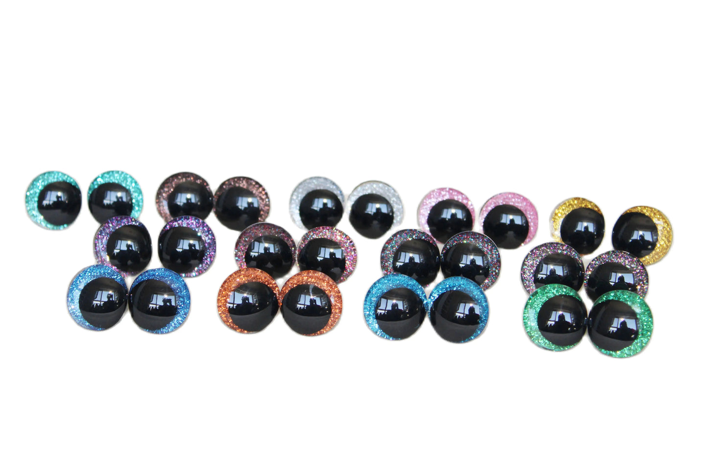 10Pairs Size 12mm 14mm 16mm 18mm 20mm Cartoon 3D Glitter Plush Funny Safety Eyes with washer and glitter colours #DIY Amigurumi Plush making