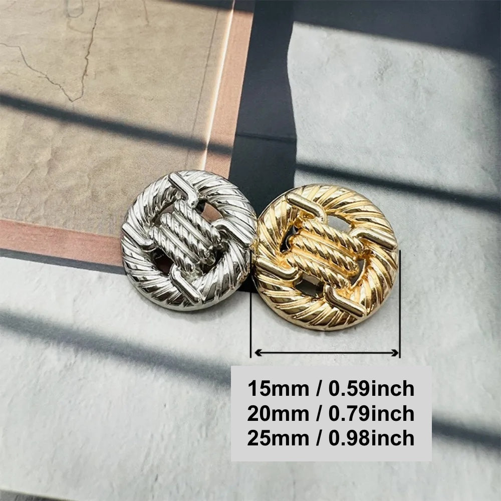 10PCs 15mm-20mm-25mm Shank Style Knot with Hollow Style Metal Button in Gold or Silver #Clothing Sewing Jacket Blazer Coat metal buttons