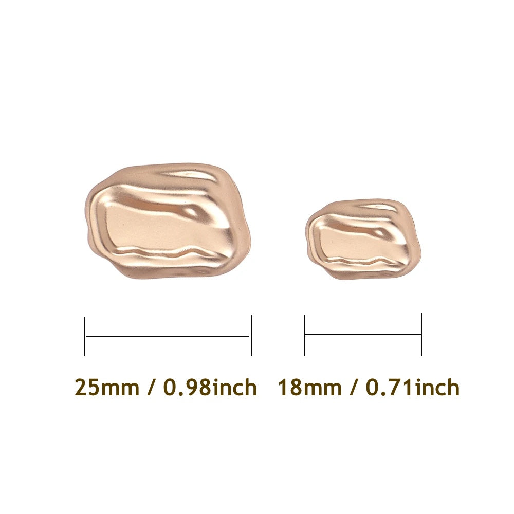 10PCs 18mm/25mm Irregular Style Rectangle Metal Shank Button in Gold and Silver Colour