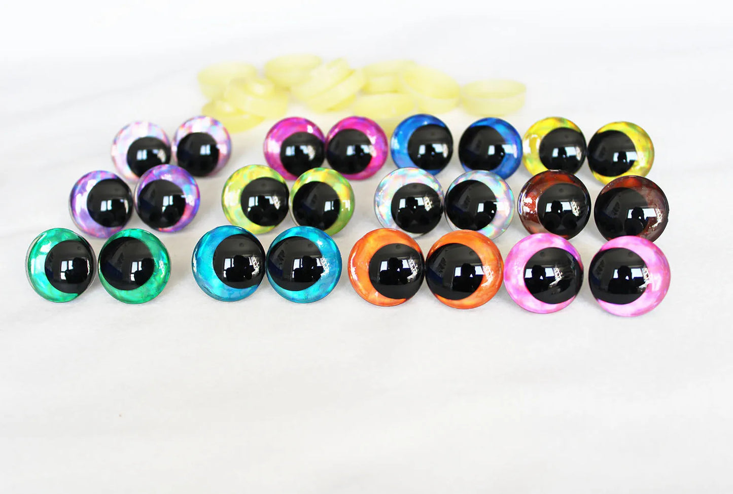 10Pairs Size 25mm 30mm 35mm 40mm Cartoon 3D Glitter Funny Toy Safety Eyes Black Pupil Eyes and Washer #DIY plush amigurumi stuffed craft