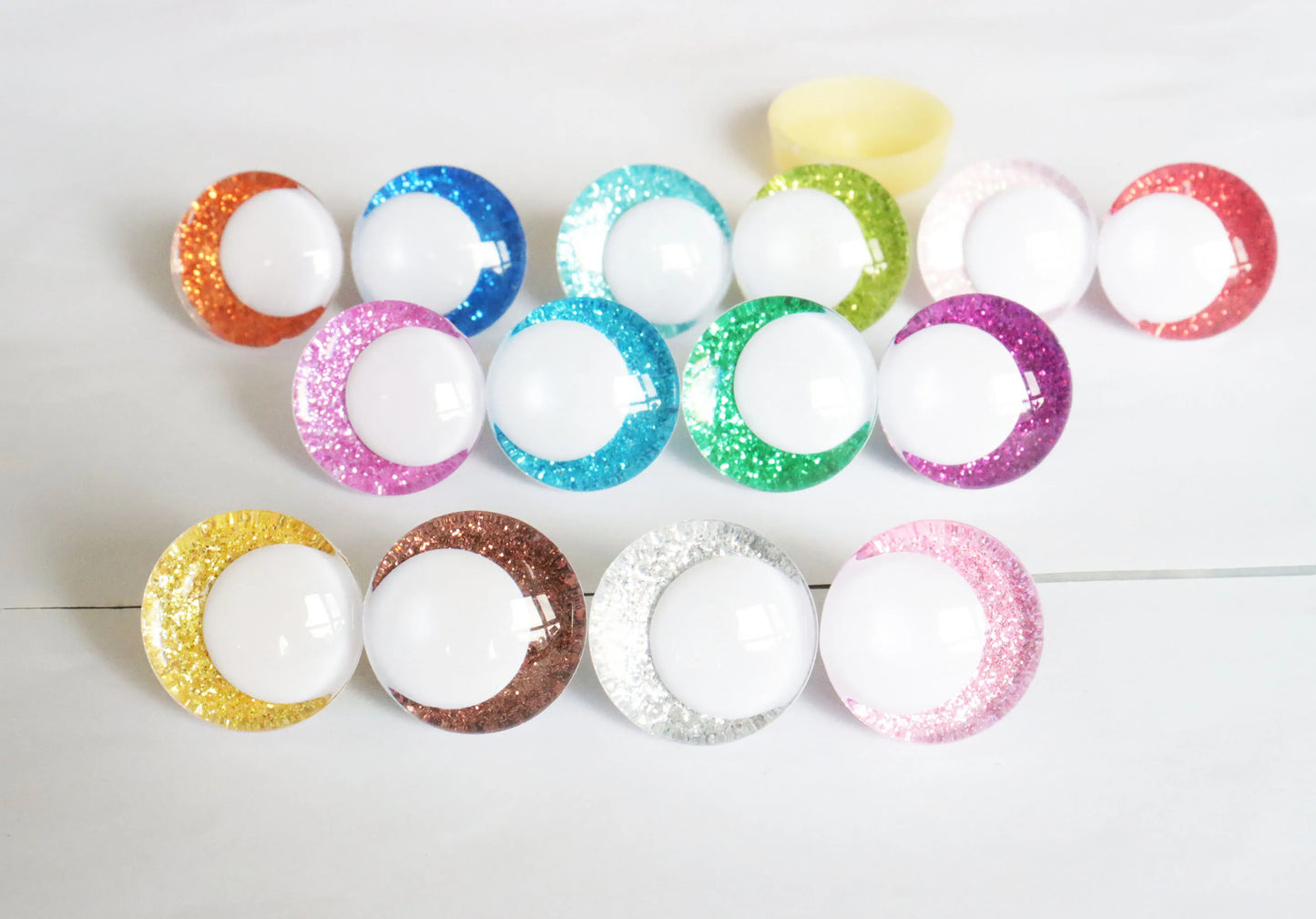 10Pairs Size 14mm-20mm Cartoon 3D Glitter Funny Style Safety Eyes with White Pupil Eyes, Glitter Colour & Washer #DIY amigurumi plush making
