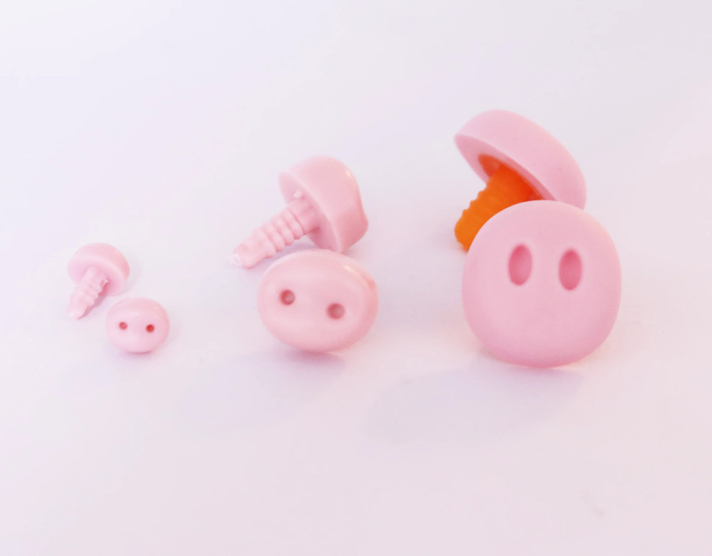 8x10mm/15x18mm/24x25mm Knitted Stuffed Pig Plastic Pink Safety Nose with Washers, 50PCs