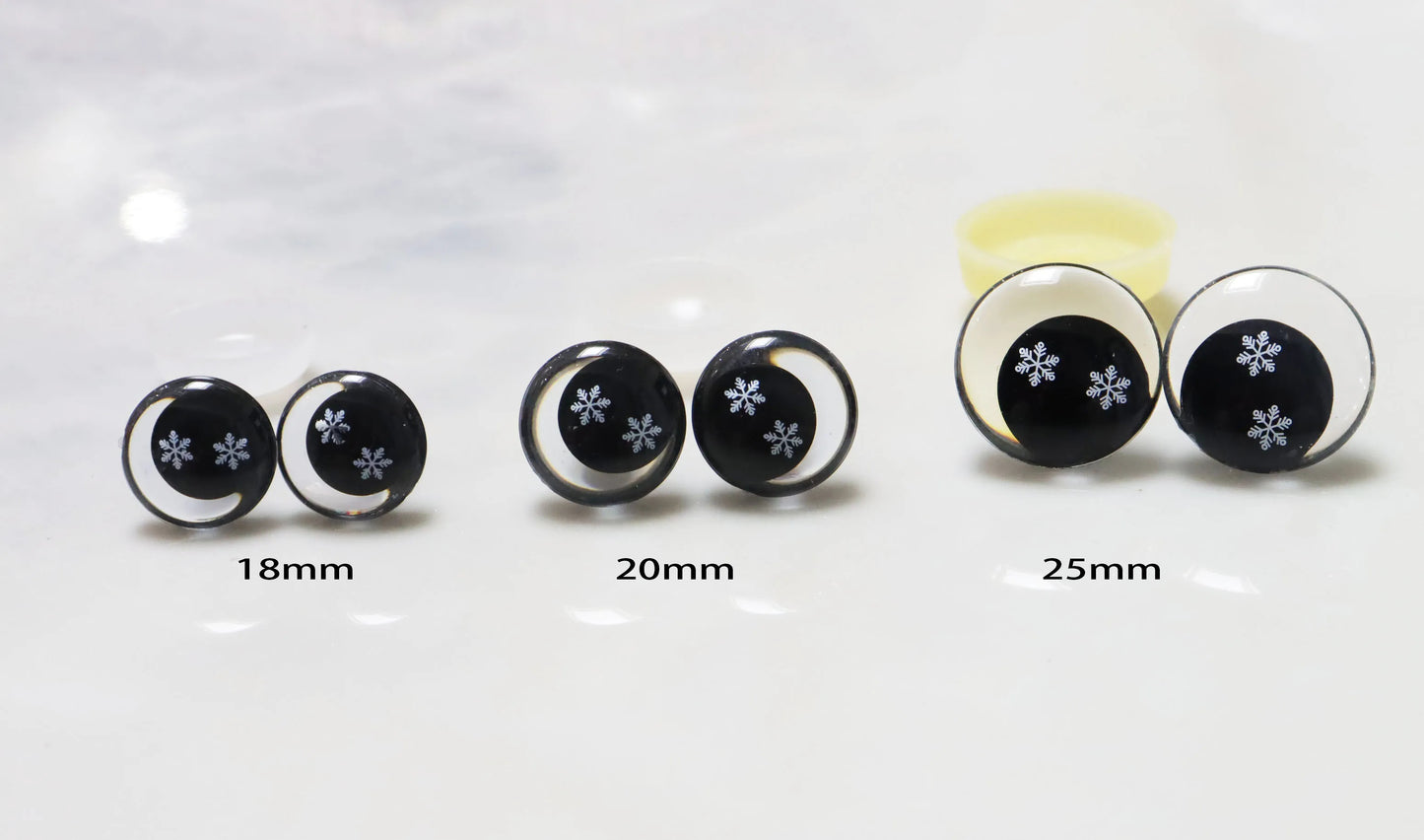 10Pairs Size 18mm 20mm 25mm Clear 3D Funny Safety Style Eyes and Washer + SnowFlake Style Black Pupil Eyes #DIY amigurumi plush stuffed doll toy making