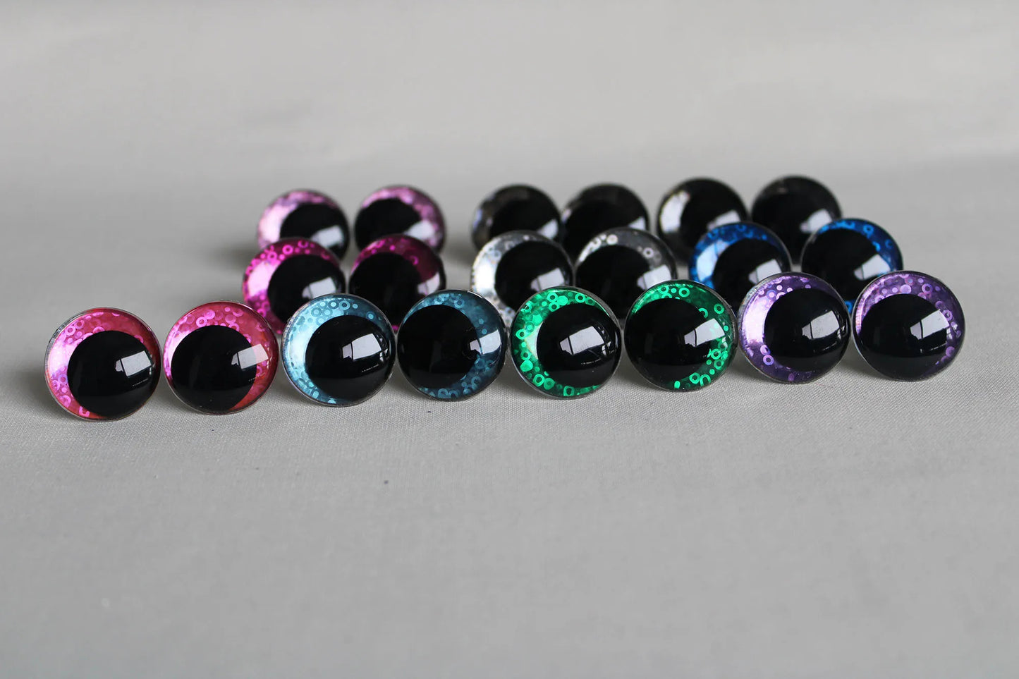 10Pairs Size 12mm 14mm 16mm 18mm 20mm 23mm 28mm Cartoon Round Glitter Plush Funny Style Safety Eyes and washer #DIY amigurumi plush stuffed making