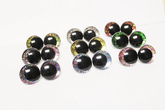 12-14-16-18-20-23-28mm 10Pairs Glitter Funny Style Round Safety Eyes with Glitter Colour and Washer #DIY amigurumi plush stuffed making