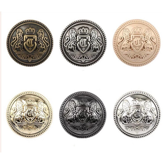 10PCs 15mm-20mm-25mm Retro Style Vintage Shank Metal Buttons for DIY clothing overcoat decorative jacket blazer coat buttons - 6 colors