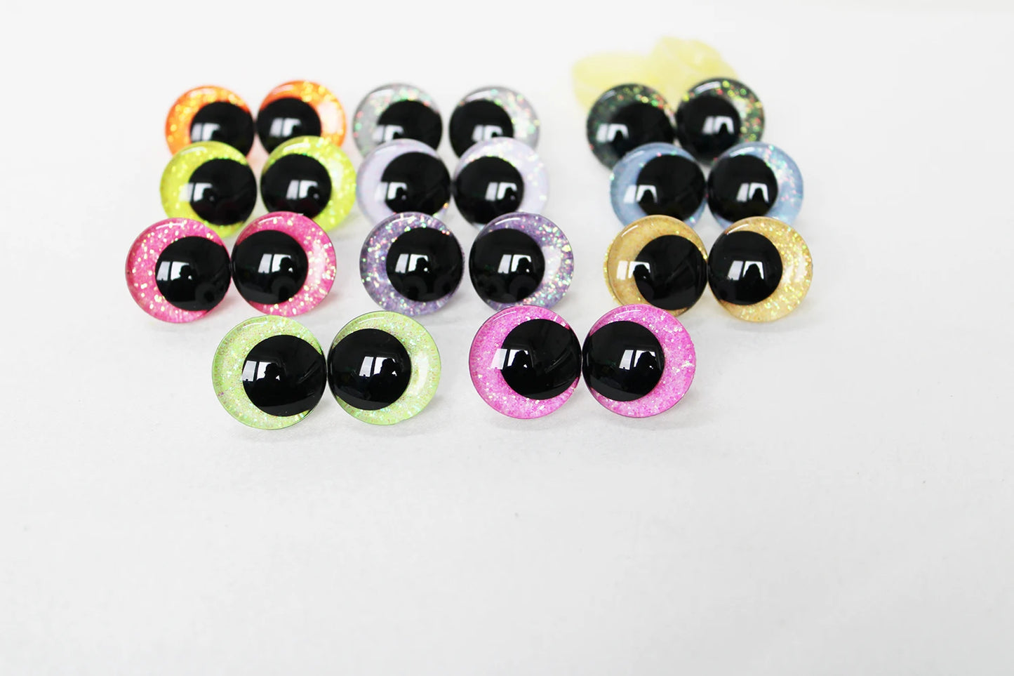 10Pairs Size 12-14-16-18-20-25-30-35-40mm Cartoon 3D Glitter Plush Amigurumi Funny Eyes Safety Eyes Black Pupil Eyes with Washer