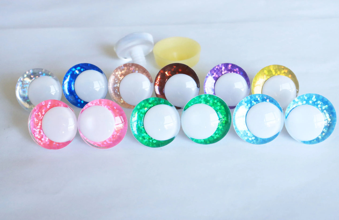 10Pairs Size 14mm-35mm Cartoon 3D Funny Style Safety Eyes with White Pupil Eyes, 11 kinds Glitter Colours & Washers #DIY amigurumi plush making