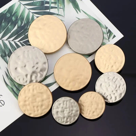 Round Metal Shank Button, Gold/Silver, Size 15mm, 20mm, 25mm, 30mm, 10PCs