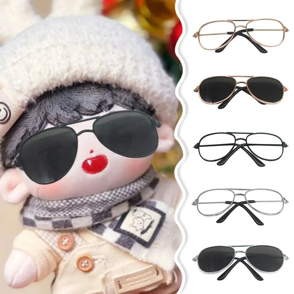 1 PC 9cm Doll Plush Fashion Classic Metal Square Round Frame Glasses #DIY Doll Toy Animal Craft Making Supplies #BJD Blythe American Girls Doll