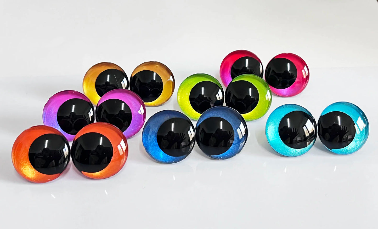 12-14-16-18-20-25-30-35mm 10Pairs Colourful Painted 3D Safety Eyes Black Pupil Eyes and Washer #DIY plush amigurumi doll animal toy making