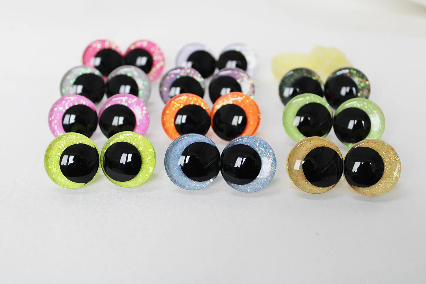 10Pairs Size 12-14-16-18-20-25-30-35-40mm Cartoon 3D Glitter Plush Amigurumi Funny Eyes Safety Eyes Black Pupil Eyes with Washer