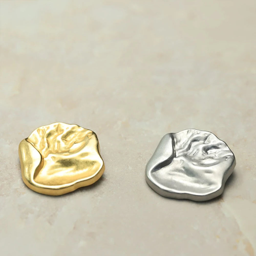 10PCs 18mm/25mm/36mm Metal Button in Irregular Curve Crinkly Style Shank Button