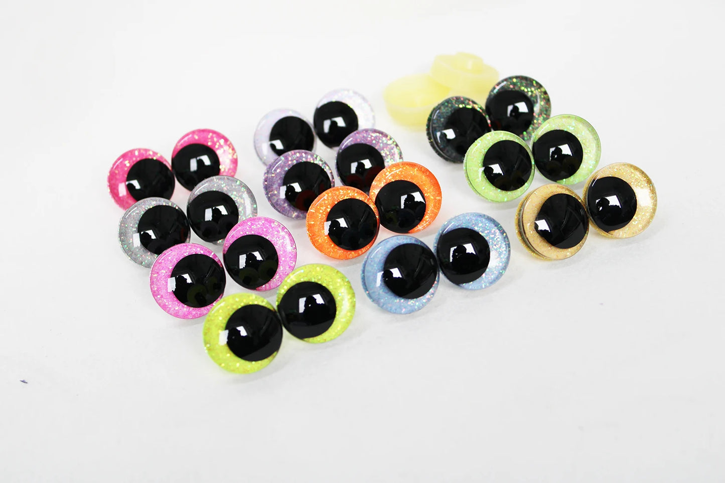 10Pairs Size 12-14-16-18-20-25-30-35-40mm Cartoon 3D Glitter Plush Amigurumi Funny Eyes Safety Eyes Black Pupil Eyes with Washer