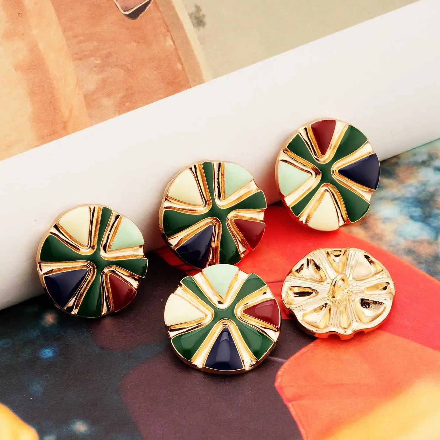 5PCs 25mm Round Colourful Metal Shank Style Button #DIY overcoat clothing needlework blazer jacket coat cardigan buttons