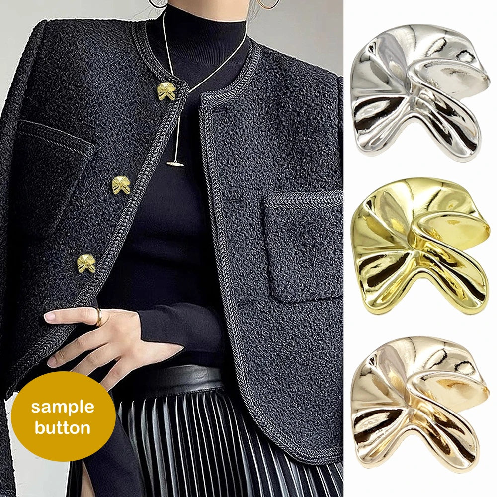 10PCs 17mm/21mm/24mm Metal Shank Style Button in Unique Shape with Colour Gold, Rose Gold or Silver Button