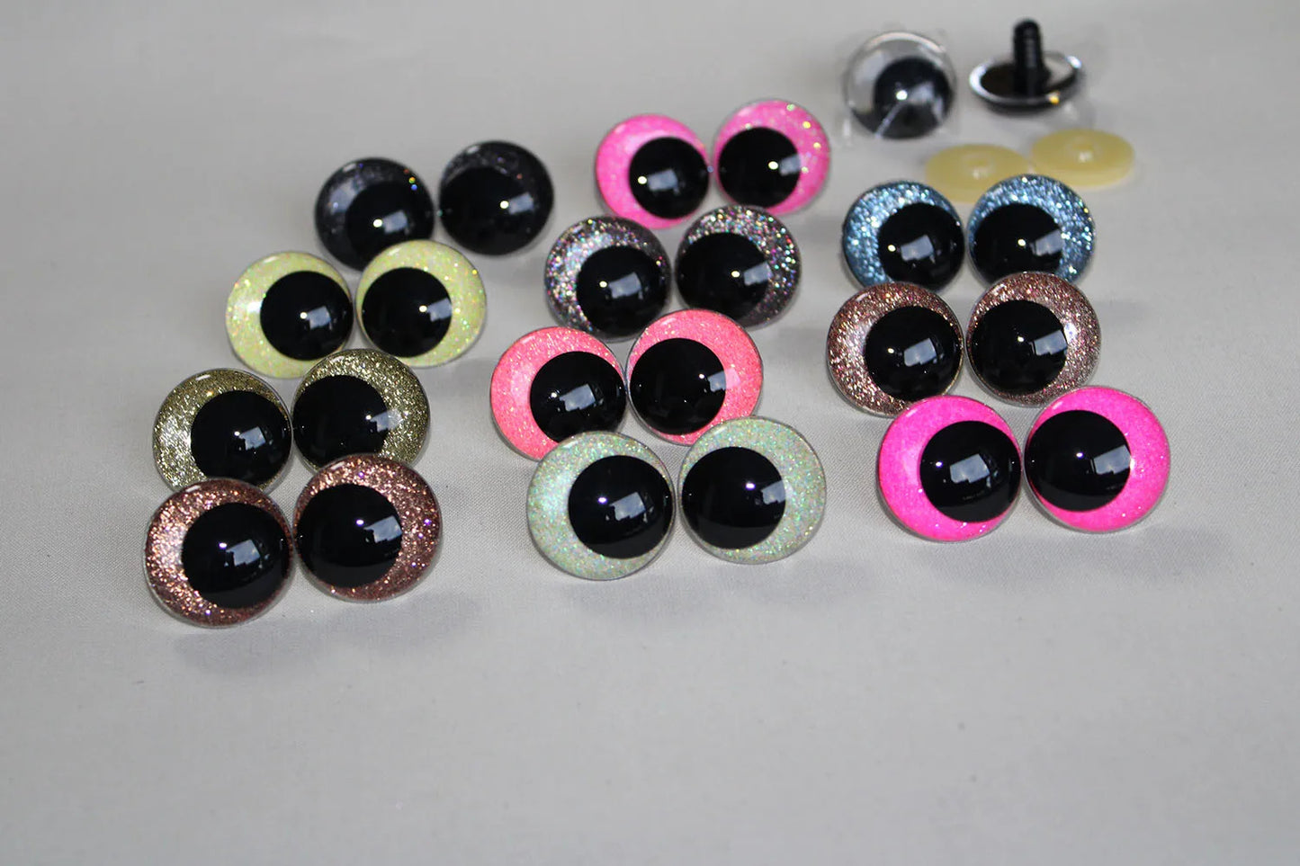 10Pairs Size 14mm 16mm 18mm 23mm 28mm Cartoon Round Glitter Funny Style Safety Eyes and washer #DIY doll animal plushies stuffed amigurumi making