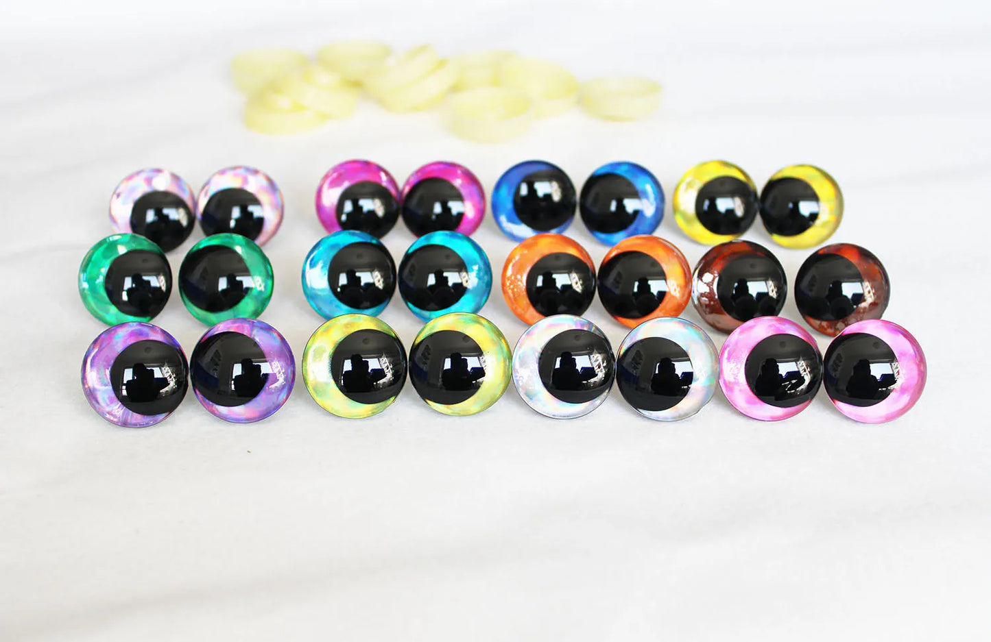10Pairs Size 12mm 14mm 16mm 18mm 20mm Cartoon 3D Glitter Funny Toy Safety Eyes Black Pupil Eyes and Washer #DIY plush amigurumi stuffed craft