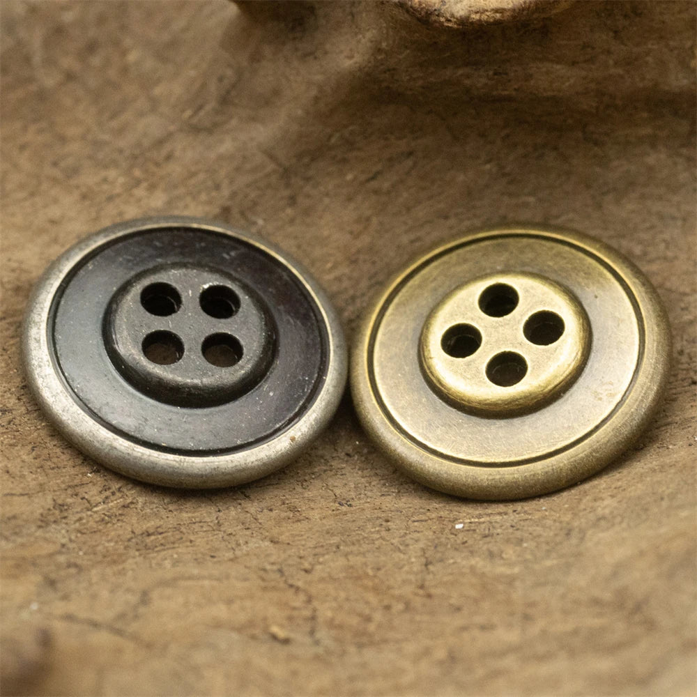 11.5mm 15mm 20mm 10PCs Round Metal Button in Bronze Silver Style 4-Hole Flat Back Buttons