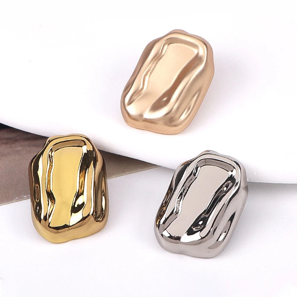 10PCs 18mm/25mm Irregular Style Rectangle Metal Shank Button in Gold and Silver Colour