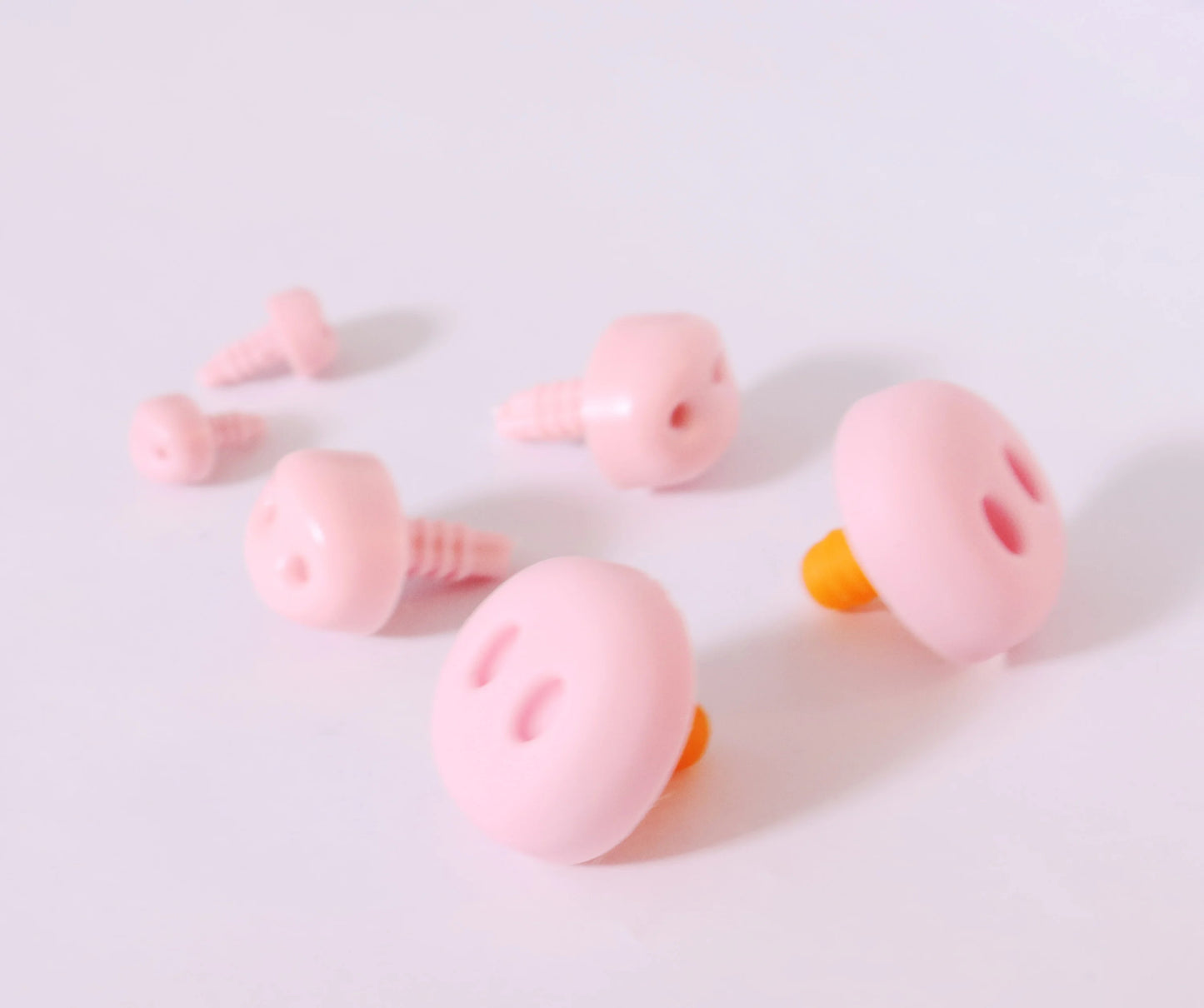 8x10mm/15x18mm/24x25mm Knitted Stuffed Pig Plastic Pink Safety Nose with Washers, 50PCs