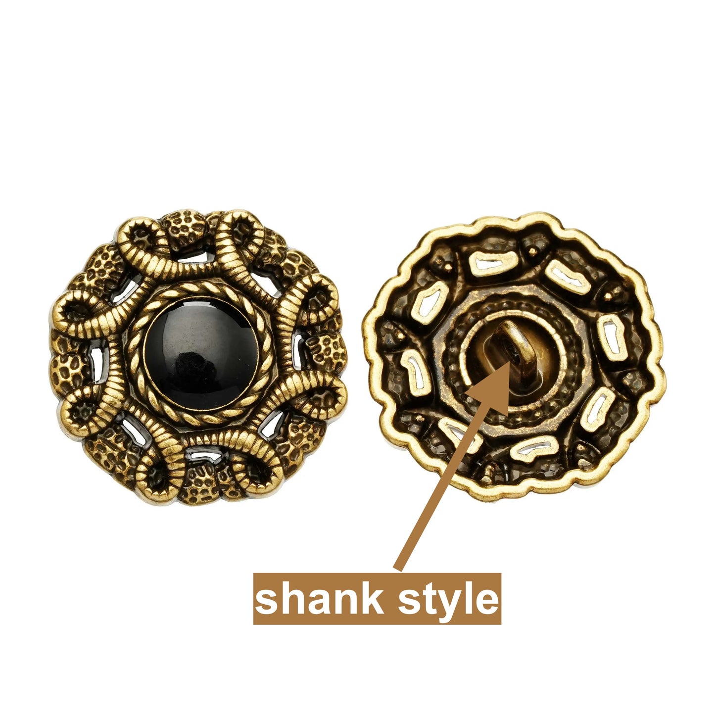 5PCs 18mm-23mm-25mm Metal Button Hollow Style Shank Button in Bronze or Silver Design - 2 colours